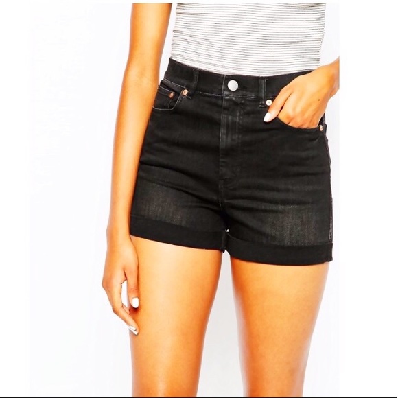 h&m black denim shorts